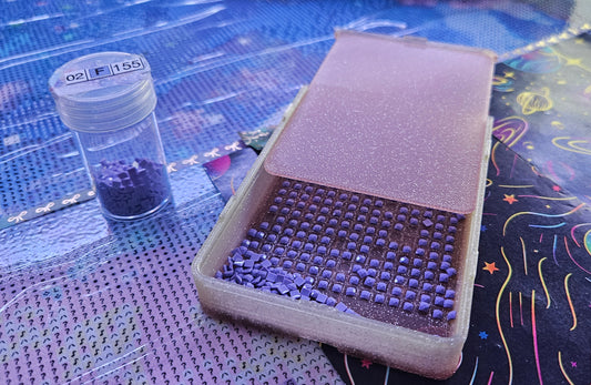 Medium Single Placer Diamond Painting Tray, 3D Printed Spout-less Drill Tray with Lid, Rhinestone Craft Organizer, STAR Series