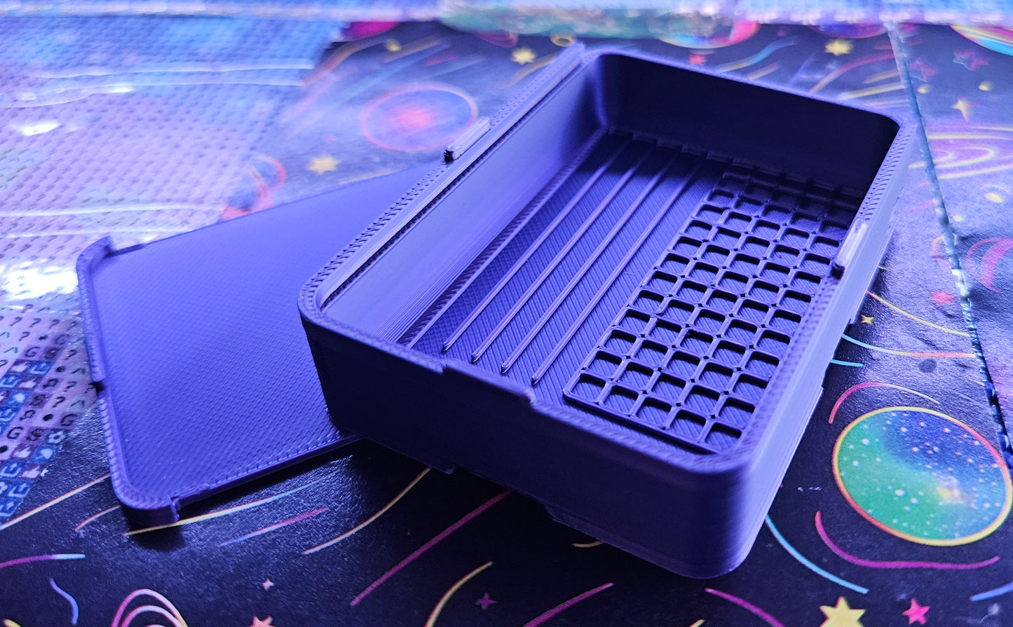 Small Diamond Painting Tray, Combo Spout-less Stacking 3D Printed Tray, Sliding Lid, Single Placer Grid + Standard Lines, STAR Series