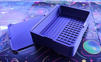 Small Diamond Painting Tray, Combo Spout-less Stacking 3D Printed Tray, Sliding Lid, Single Placer Grid + Standard Lines, STAR Series