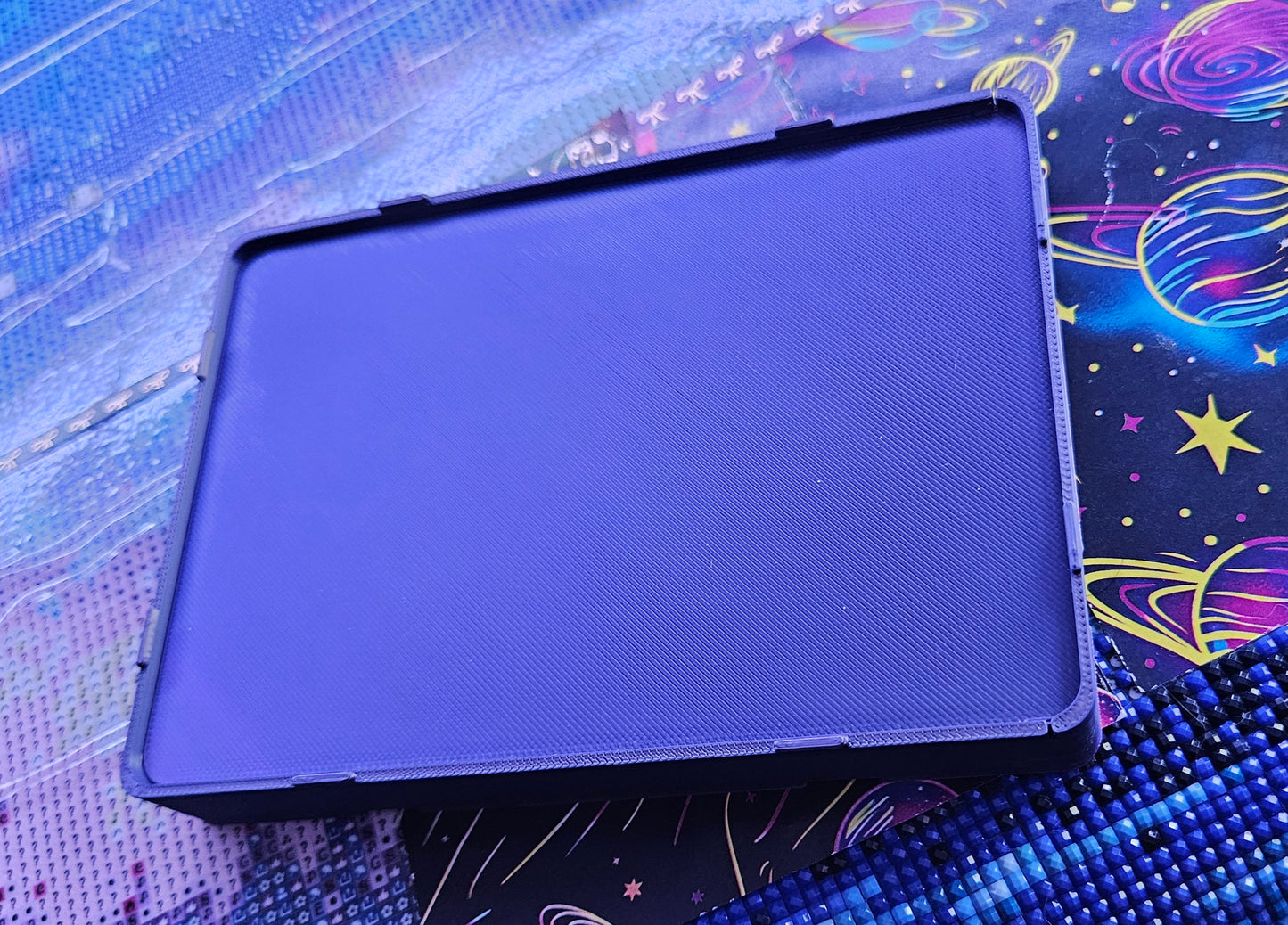 Large Single Placer Diamond Painting Tray, Spout-less 3D Printed Tray with Lid, Diamond Art Tool, Stacking Rhinestone Storage, STAR Series
