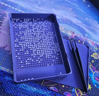 Large Single Placer Diamond Painting Tray, Spout-less 3D Printed Tray with Lid, Diamond Art Tool, Stacking Rhinestone Storage, STAR Series Cosmic Crafts