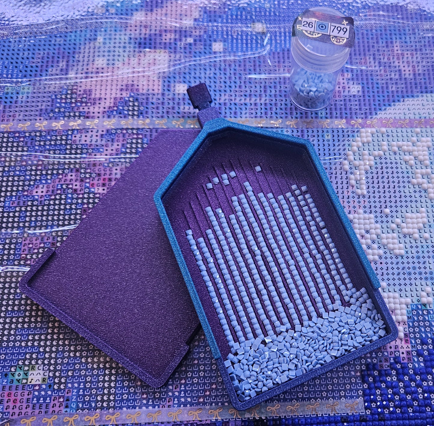Diamond Painting Tray with Skinny Spout, Slide-On Lid & Stopper, Washi Tape Shelf, 3D Printed Drill Organizer, Rhinestone Craft Accessory