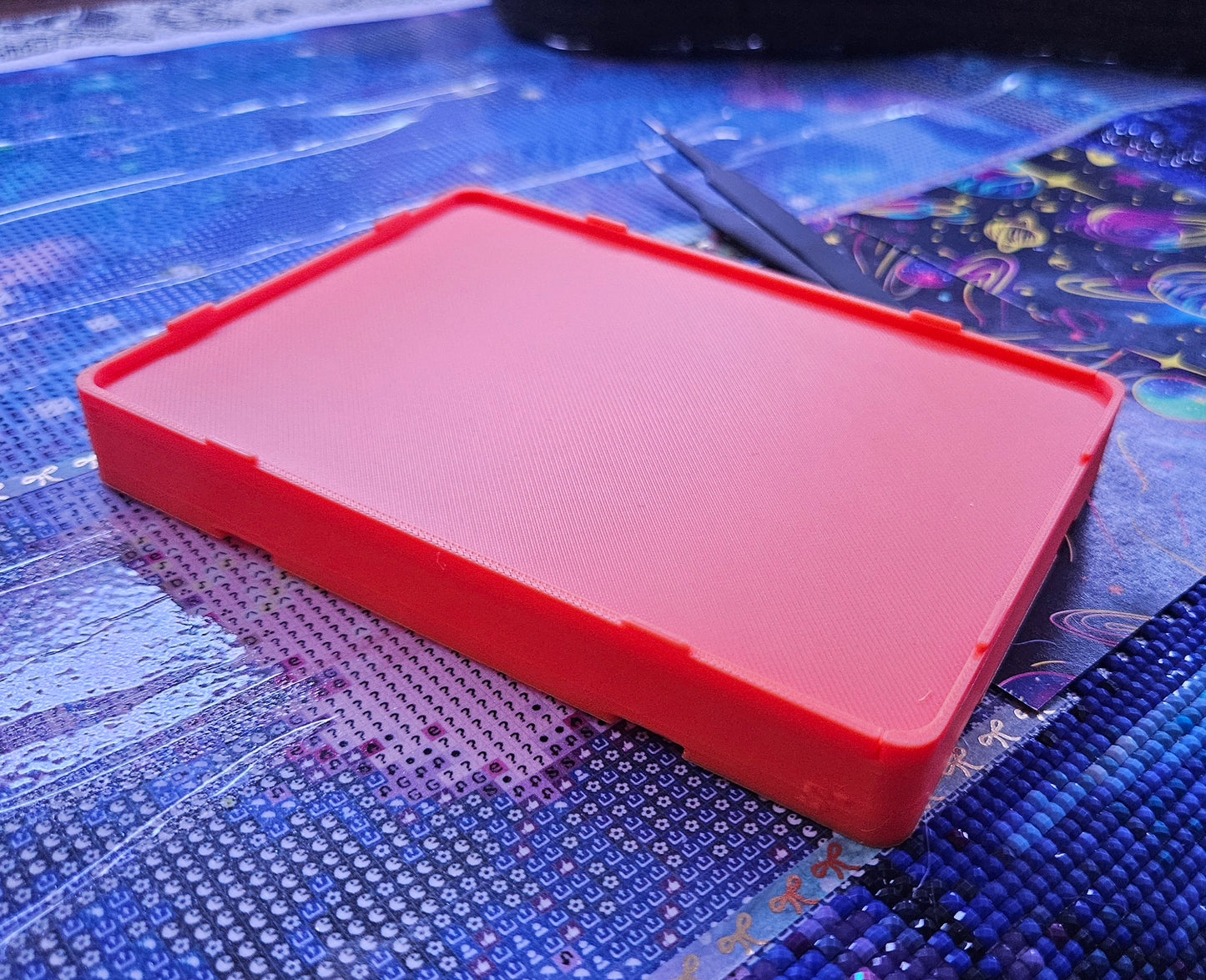 Large Diamond Painting Tray, Spout-less Stacking 3D Printed Tray with Sliding Lid, Standard Line Rhinestone Drill Organizer, STAR Series