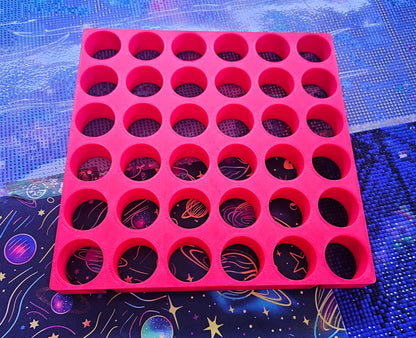 Dot Plate Expansion, 36 Jar Holder with Dovetail Pins for Modular Diamond Painting Drill Storage, Extra Add-On Organizer Plate, Diamond Art