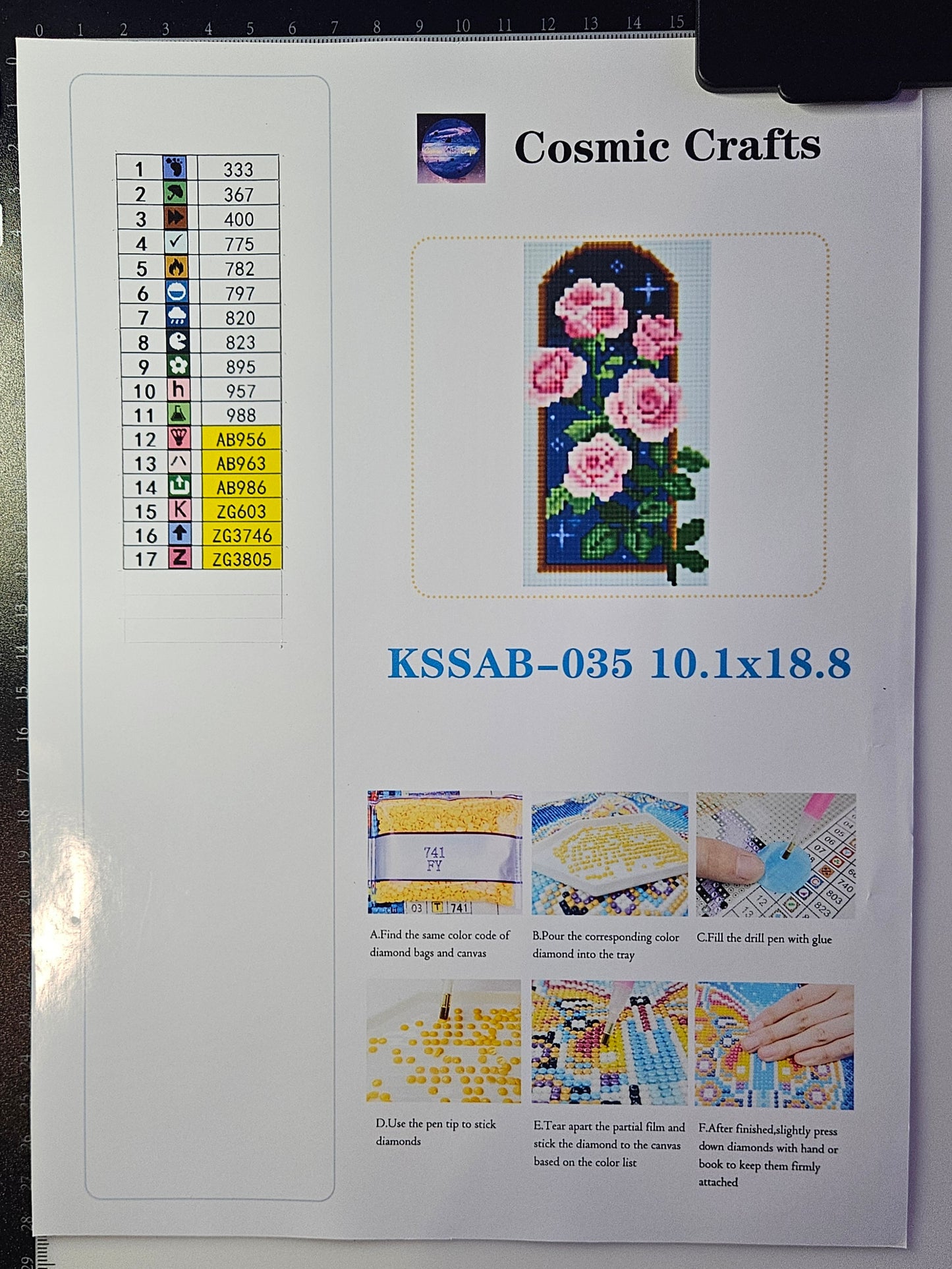 Blooming Roses Mini Diamond Painting Kit – Full Square Drill with AB & Fairy Dust Accents