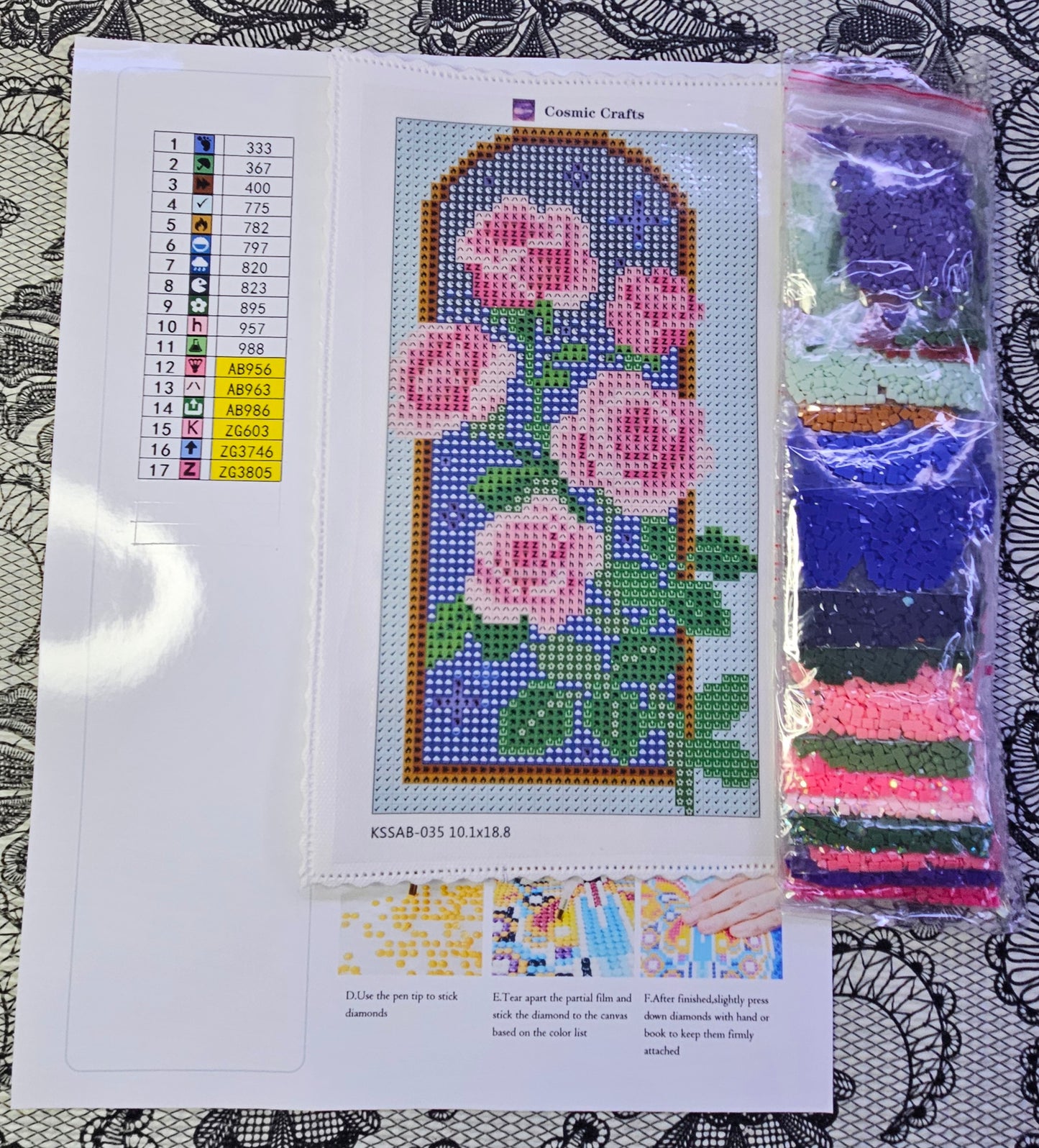 Blooming Roses Mini Diamond Painting Kit – Full Square Drill with AB & Fairy Dust Accents