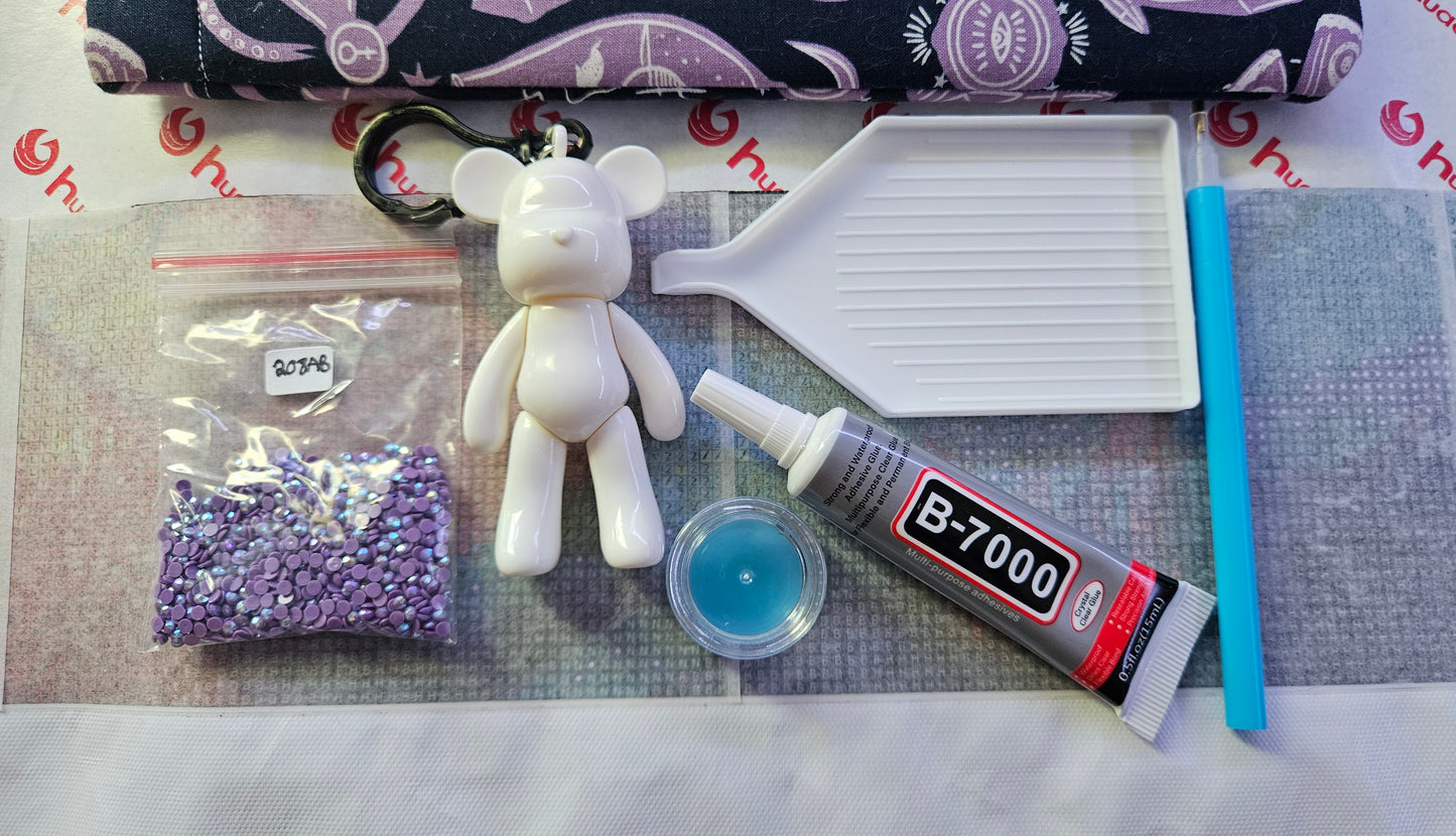DIY AB Diamond Drill Bear Keychain Kit – Round AB Drills, Full Drill, Choose Your Color