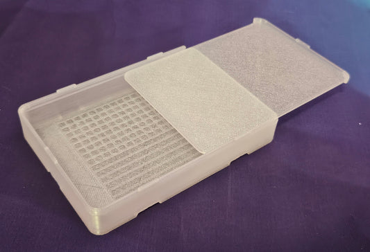 Medium Diamond Painting Tray, Combo Spout-less Stacking 3D Printed Tray, Sliding Lid, Single Placer Grid + Standard Lines, STAR Series