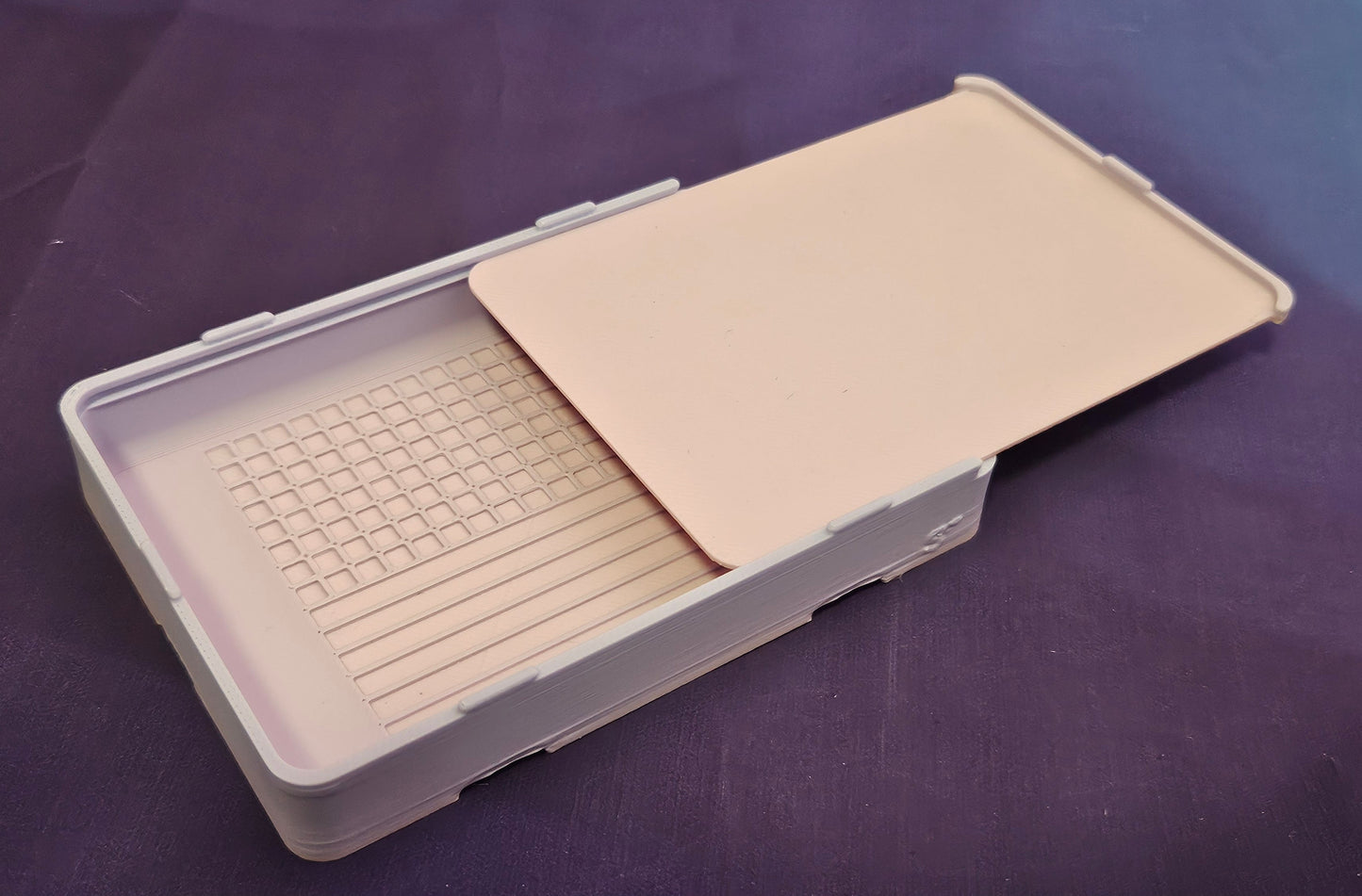 Medium Diamond Painting Tray, Combo Spout-less Stacking 3D Printed Tray, Sliding Lid, Single Placer Grid + Standard Lines, STAR Series Cosmic Crafts