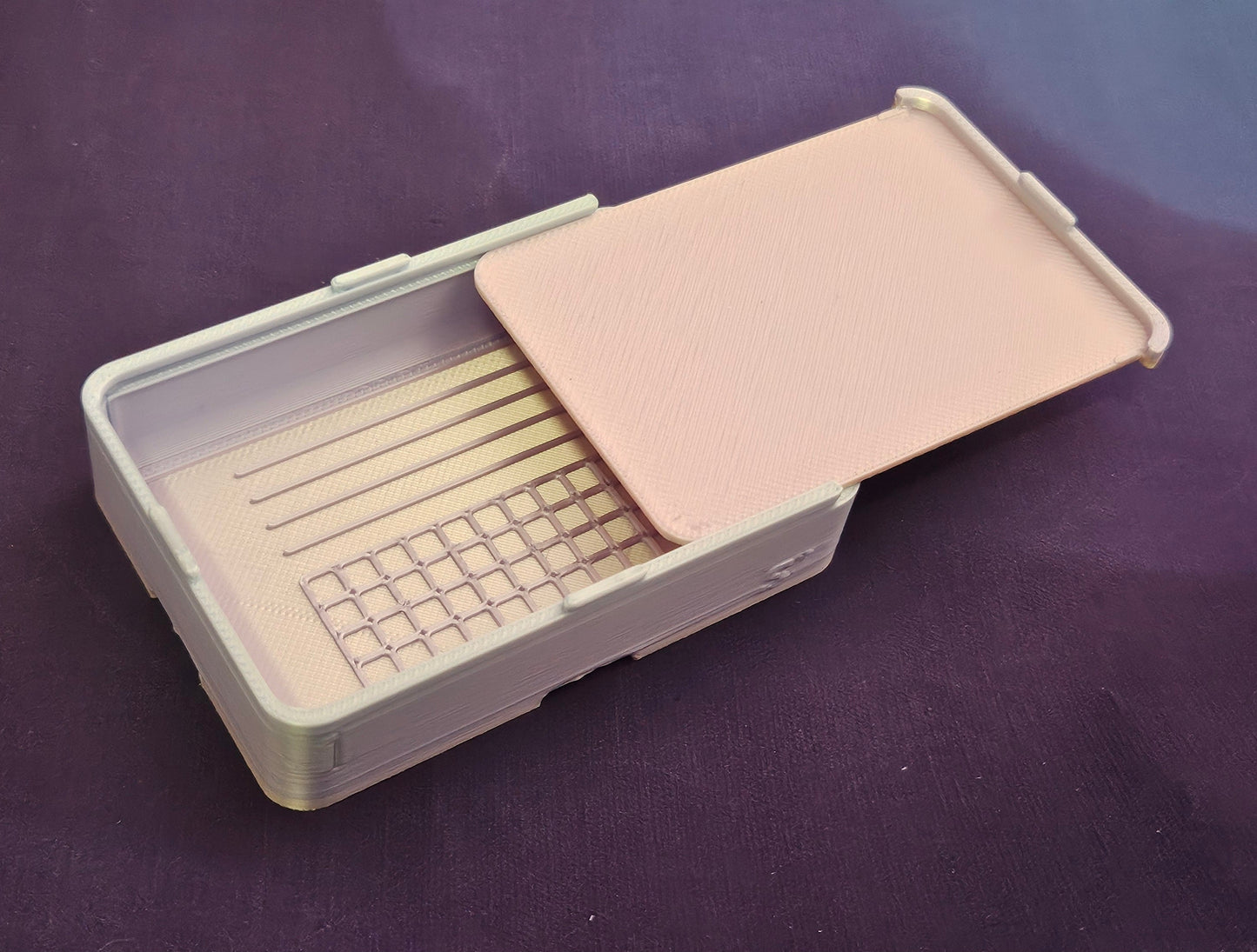 Small Diamond Painting Tray, Combo Spout-less Stacking 3D Printed Tray, Sliding Lid, Single Placer Grid + Standard Lines, STAR Series Cosmic Crafts