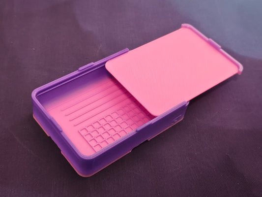 Small Diamond Painting Tray, Combo Spout-less Stacking 3D Printed Tray, Sliding Lid, Single Placer Grid + Standard Lines, STAR Series