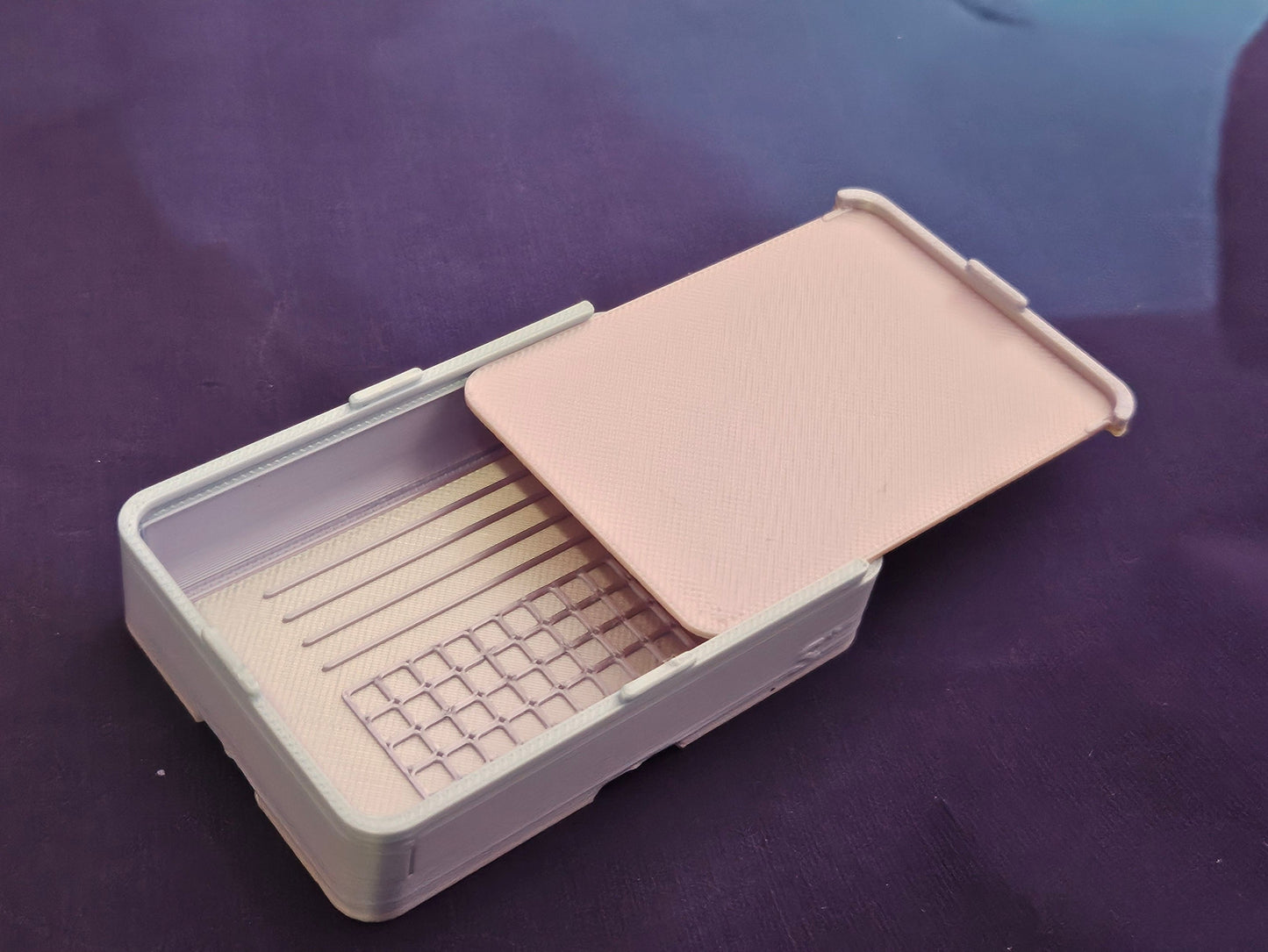 Small Diamond Painting Tray, Combo Spout-less Stacking 3D Printed Tray, Sliding Lid, Single Placer Grid + Standard Lines, STAR Series Cosmic Crafts