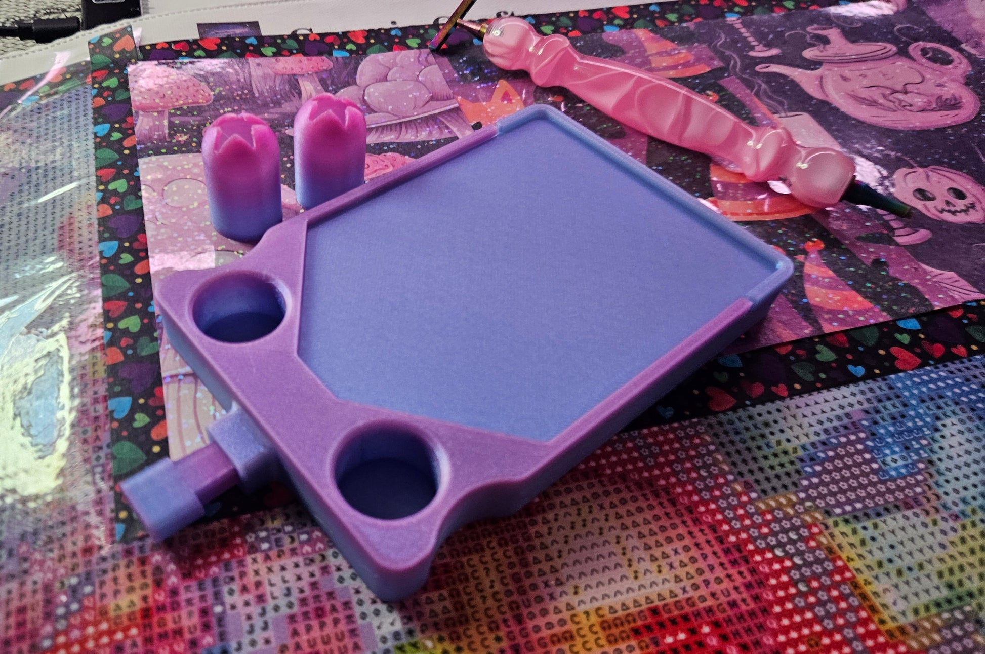 The TrashCan Diamond Painting Tray, 3D Printed Rhinestone Art Accessory with Stopper, Lid and Trash Bins Cosmic Crafts