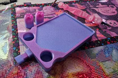 The TrashCan Diamond Painting Tray, 3D Printed Rhinestone Art Accessory with Stopper, Lid and Trash Bins Cosmic Crafts