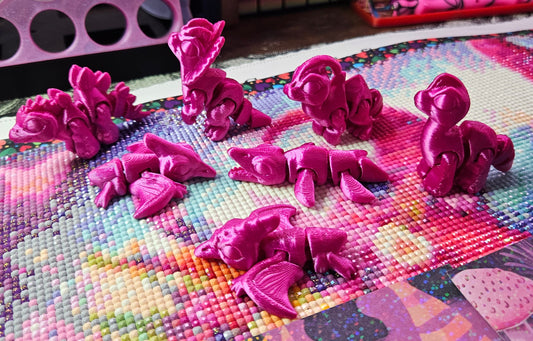 Dino Hatchling Pack, 3D Printed Mini Flexi Animals, 7 PLA Dinosaur Toys Cosmic Crafts