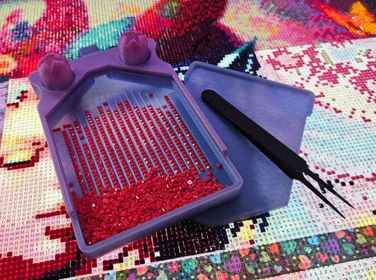The TrashCan Diamond Painting Tray, 3D Printed Rhinestone Art Accessory with Stopper, Lid and Trash Bins Cosmic Crafts