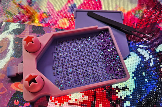 Single Placer TrashCan Diamond Painting Tray, 3D Printed Rhinestone Art Accessory with Stopper, Lid and Trash Bins Cosmic Crafts