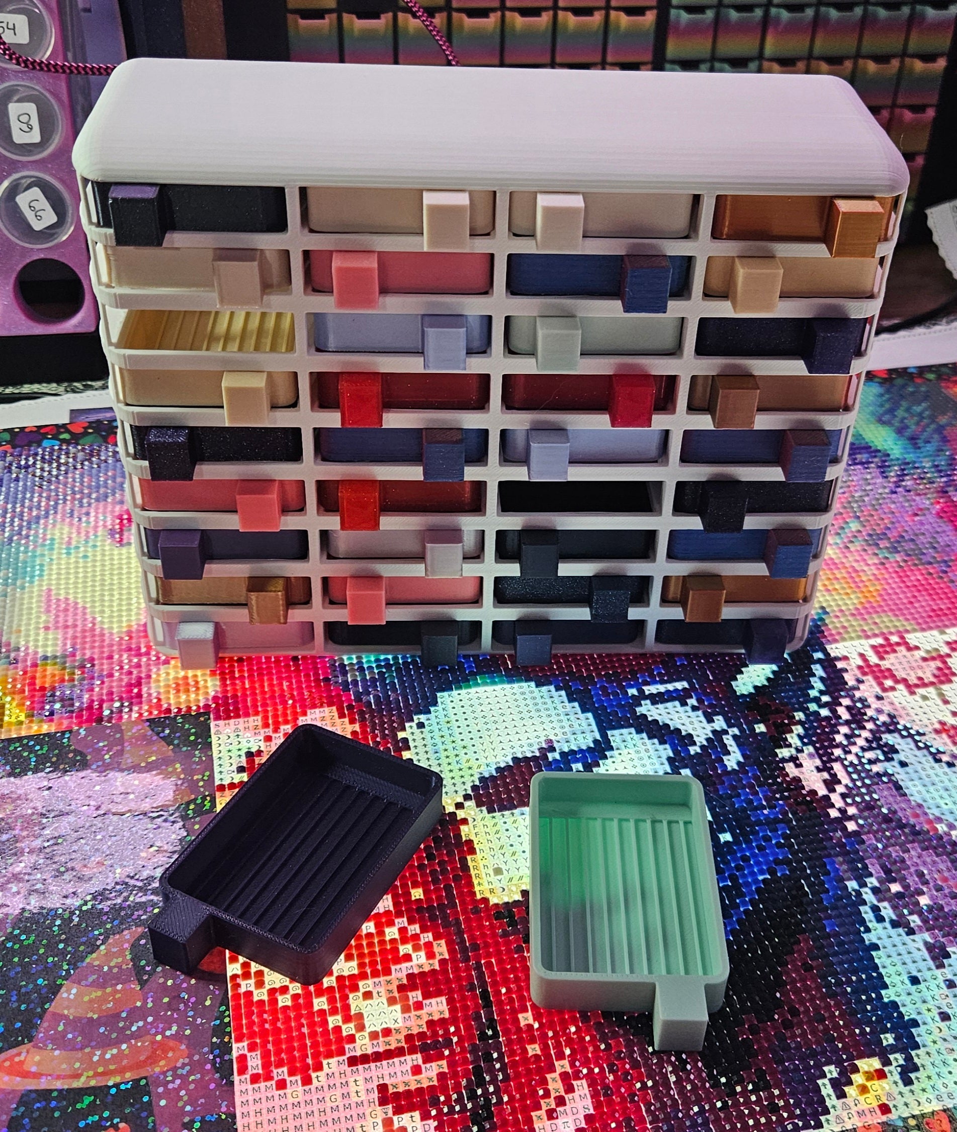 Large Cosmic Confetti Tower, Diamond Painting Tray Organizer, Holds 36 Mini Diamond Art Trays Cosmic Crafts