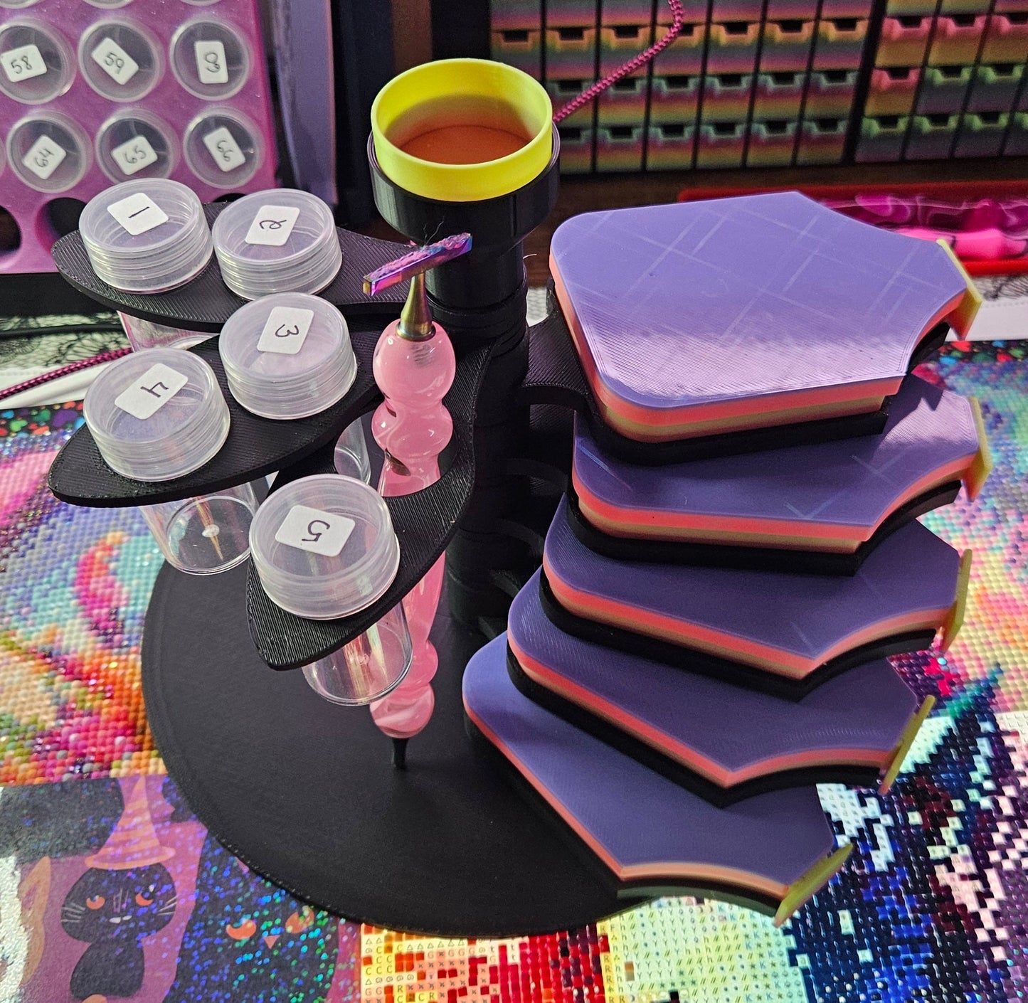 Confetti Swirl Diamond Painting Organizer, Spinning Tray & Tool Holder, Diamond Art Workstation Cosmic Crafts
