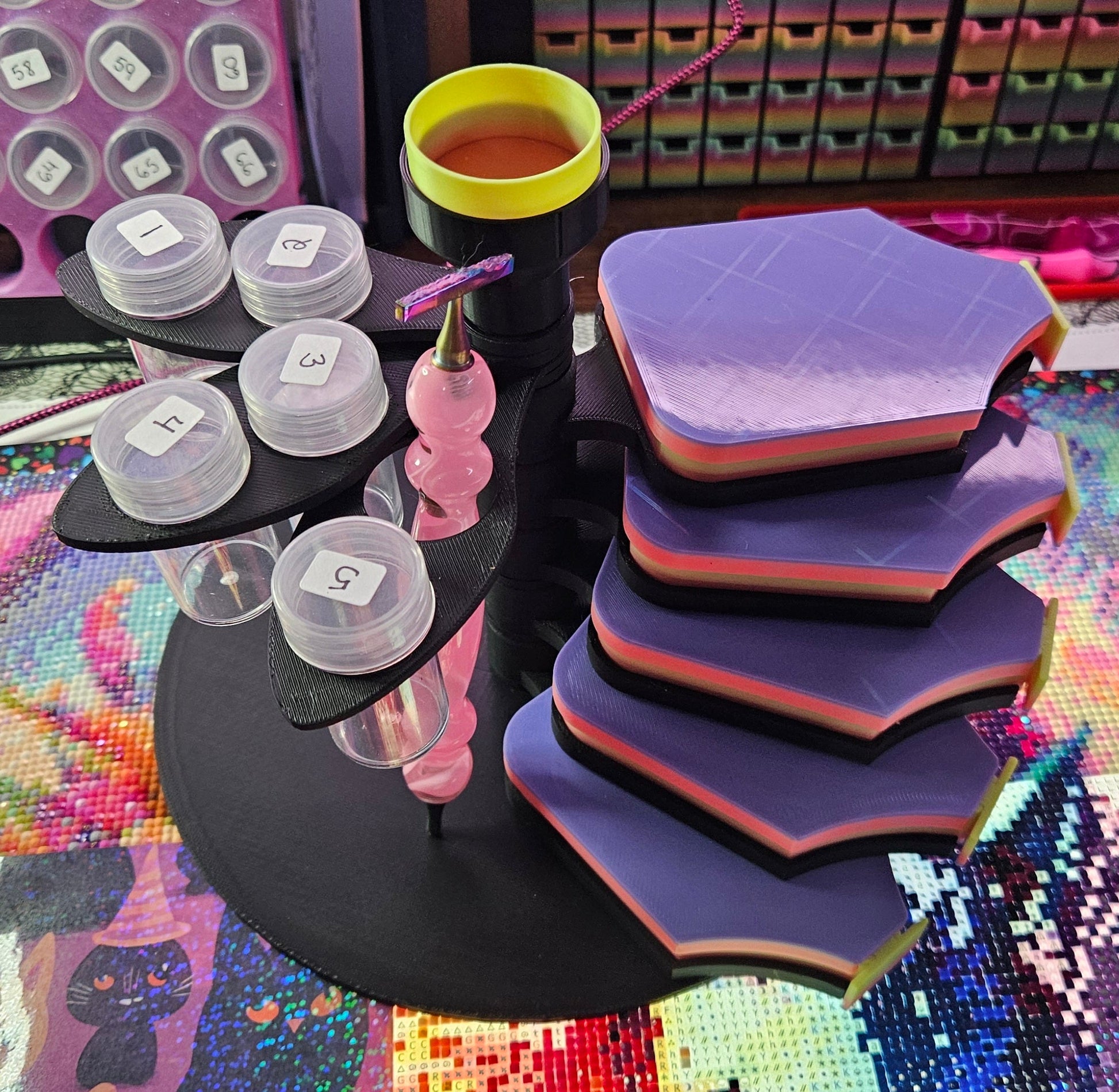Confetti Swirl Diamond Painting Organizer, Spinning Tray & Tool Holder, Diamond Art Workstation Cosmic Crafts