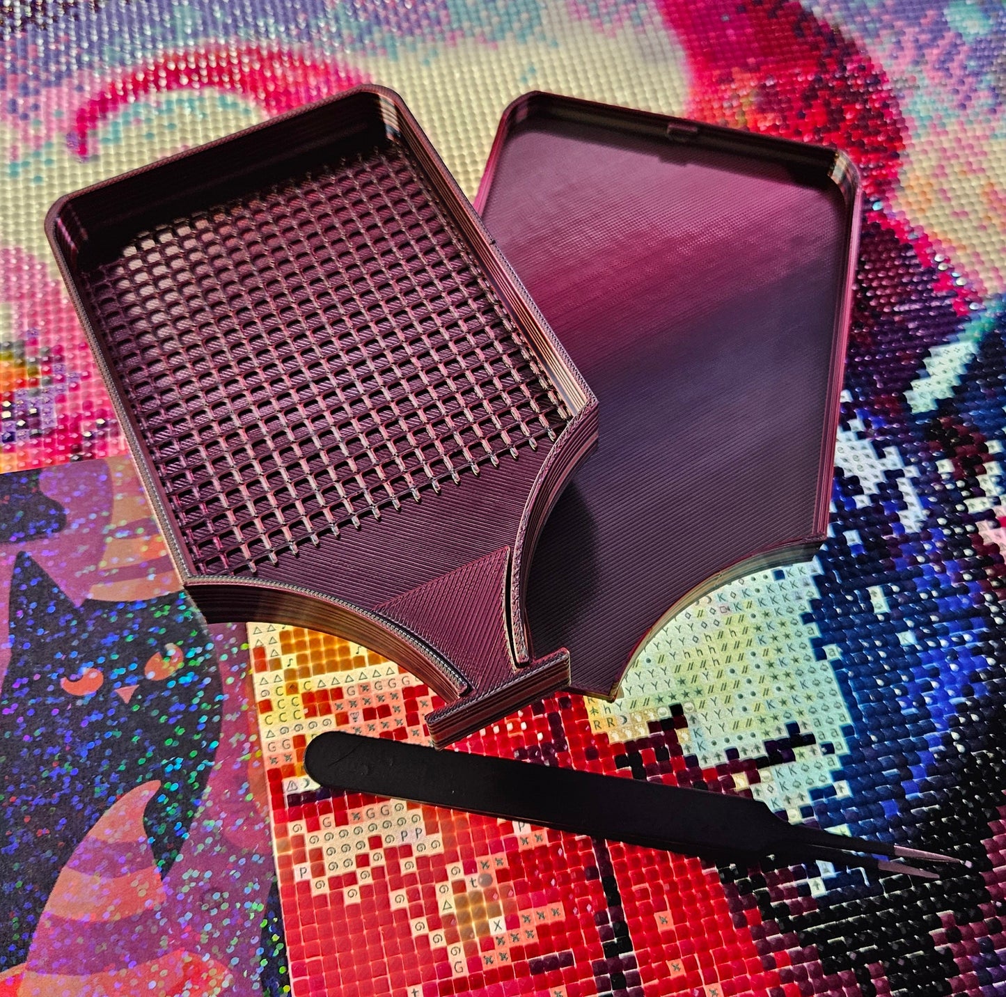 Orbit SNAP Single Placer Diamond Art Tray, Holographic Rhinestone Tool with Snap-On Lid, Diamond Painting Accessories Cosmic Crafts