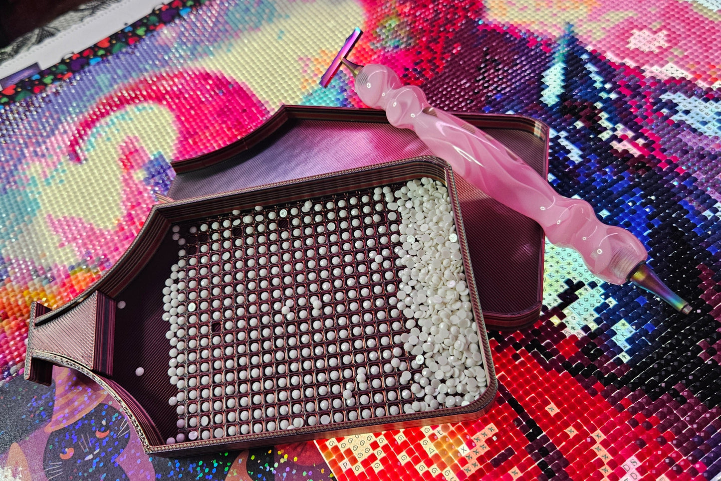 Orbit SNAP Single Placer Diamond Art Tray, Holographic Rhinestone Tool with Snap-On Lid, Diamond Painting Accessories Cosmic Crafts