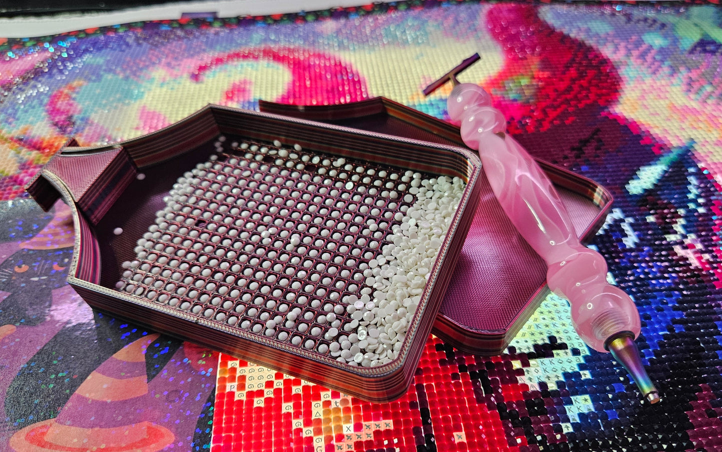 Orbit SNAP Single Placer Diamond Art Tray, Holographic Rhinestone Tool with Snap-On Lid, Diamond Painting Accessories Cosmic Crafts