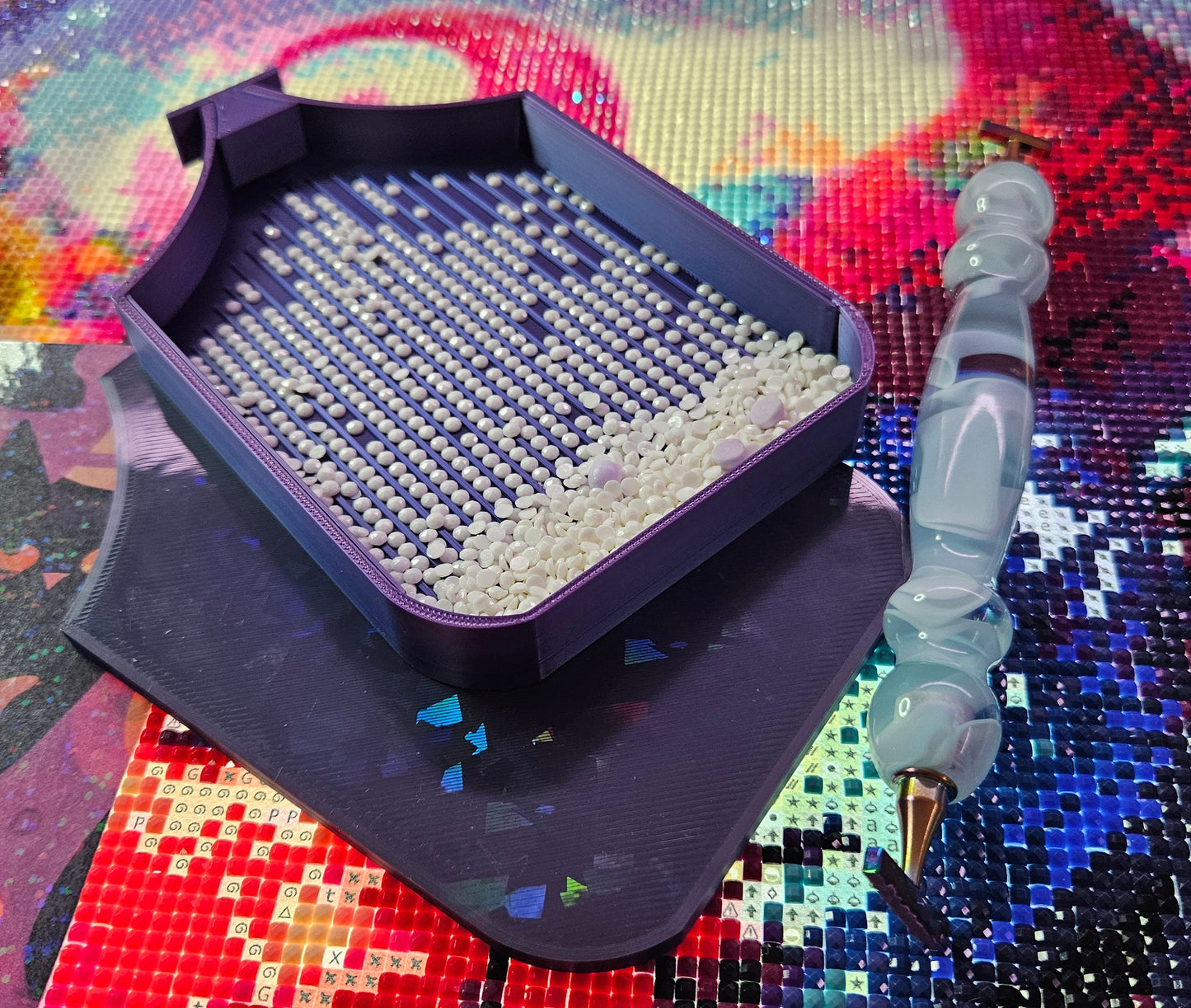Planet SNAP, Large Diamond Painting Tray with Snap-On Lid, Holographic Rhinestone Art Tool Cosmic Crafts