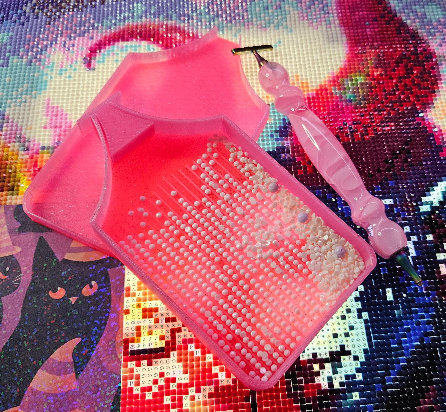 Moon SNAP, Large Diamond Painting Tray with Snap-On Lid, Holographic Rhinestone Art Tool Cosmic Crafts