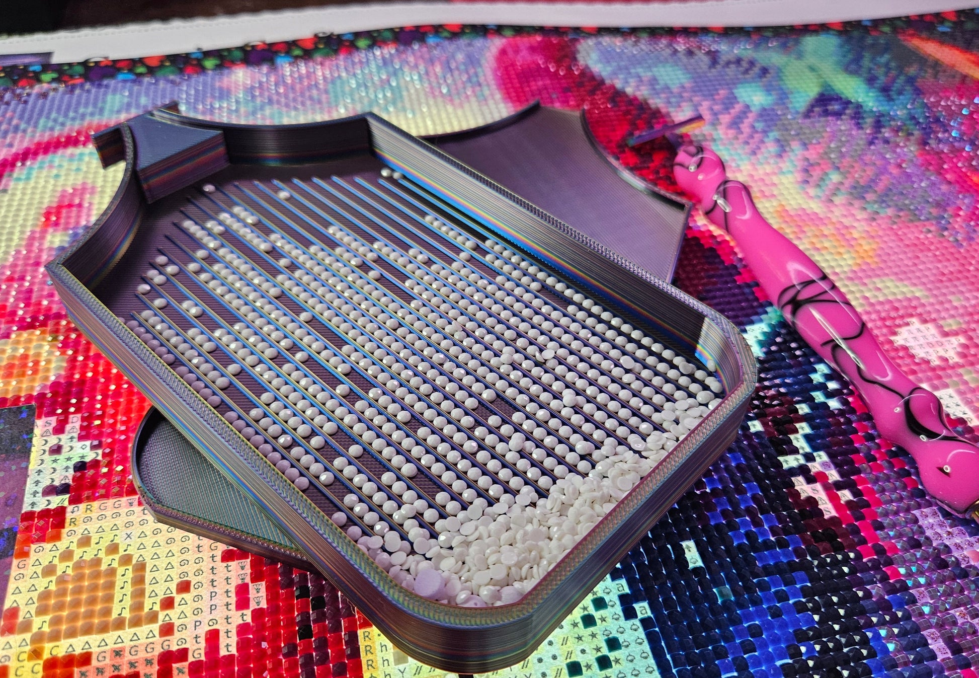 Galaxy SNAP, XL Diamond Painting Tray with Snap-On Lid, Holographic Rhinestone Art Tool Cosmic Crafts