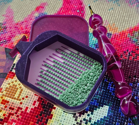 Multi-Color LUNA Deluxe Diamond Painting Tray, Small Rhinestone Art Tray with Snap-On Lid, Stopper and Spout Cosmic Crafts