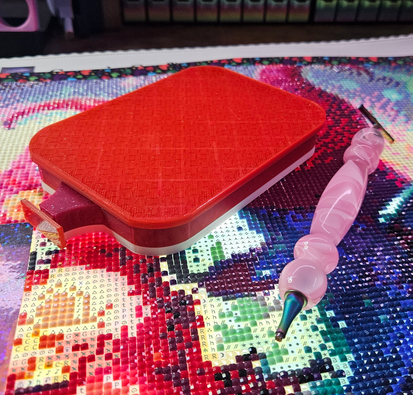 Multi-Color Moon SNAP, Large Diamond Painting Tray with Snap-On Lid, Holographic Rhinestone Art Tool Cosmic Crafts
