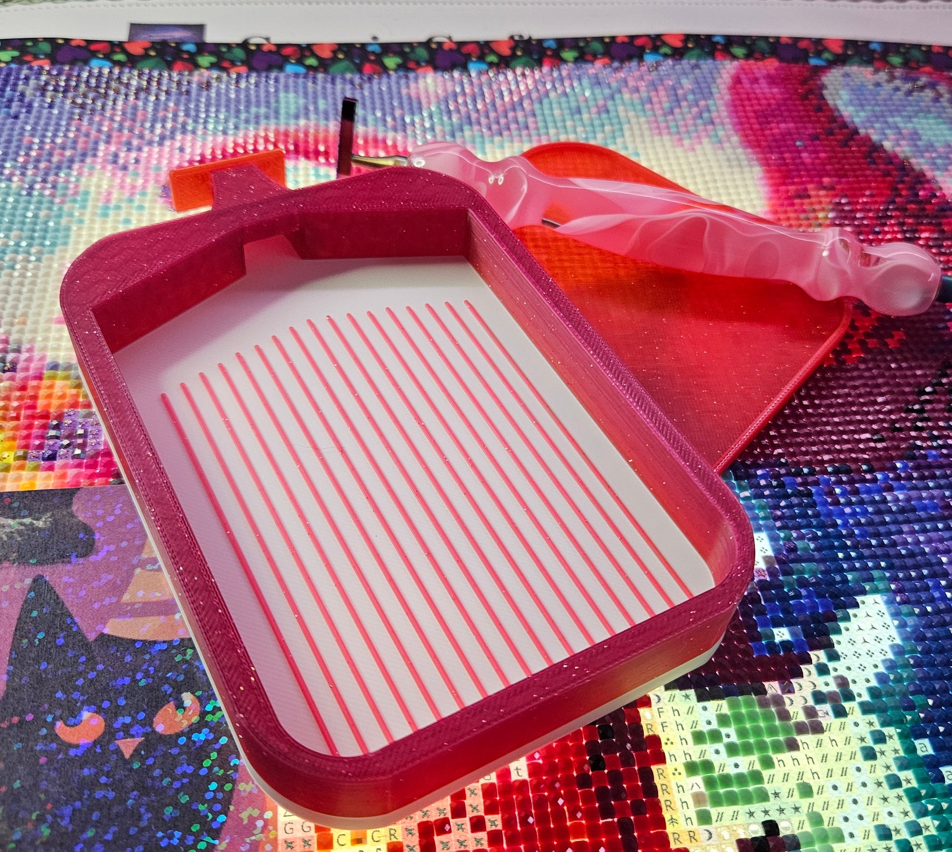 Multi-Color Moon SNAP, Large Diamond Painting Tray with Snap-On Lid, Holographic Rhinestone Art Tool Cosmic Crafts