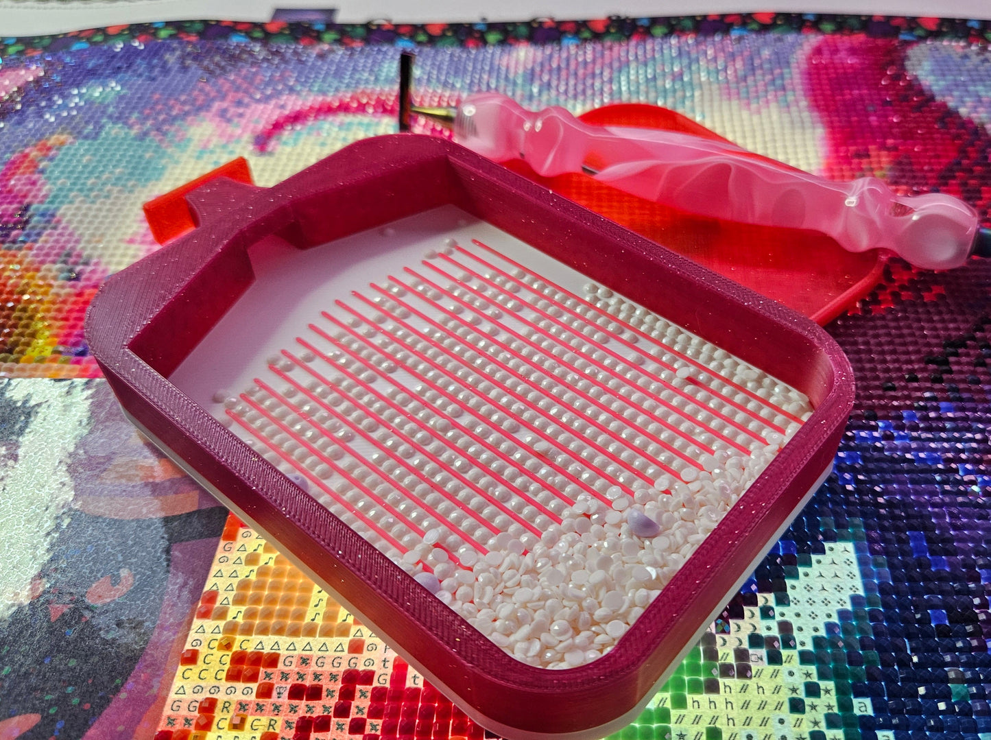 Multi-Color Moon SNAP, Large Diamond Painting Tray with Snap-On Lid, Holographic Rhinestone Art Tool Cosmic Crafts