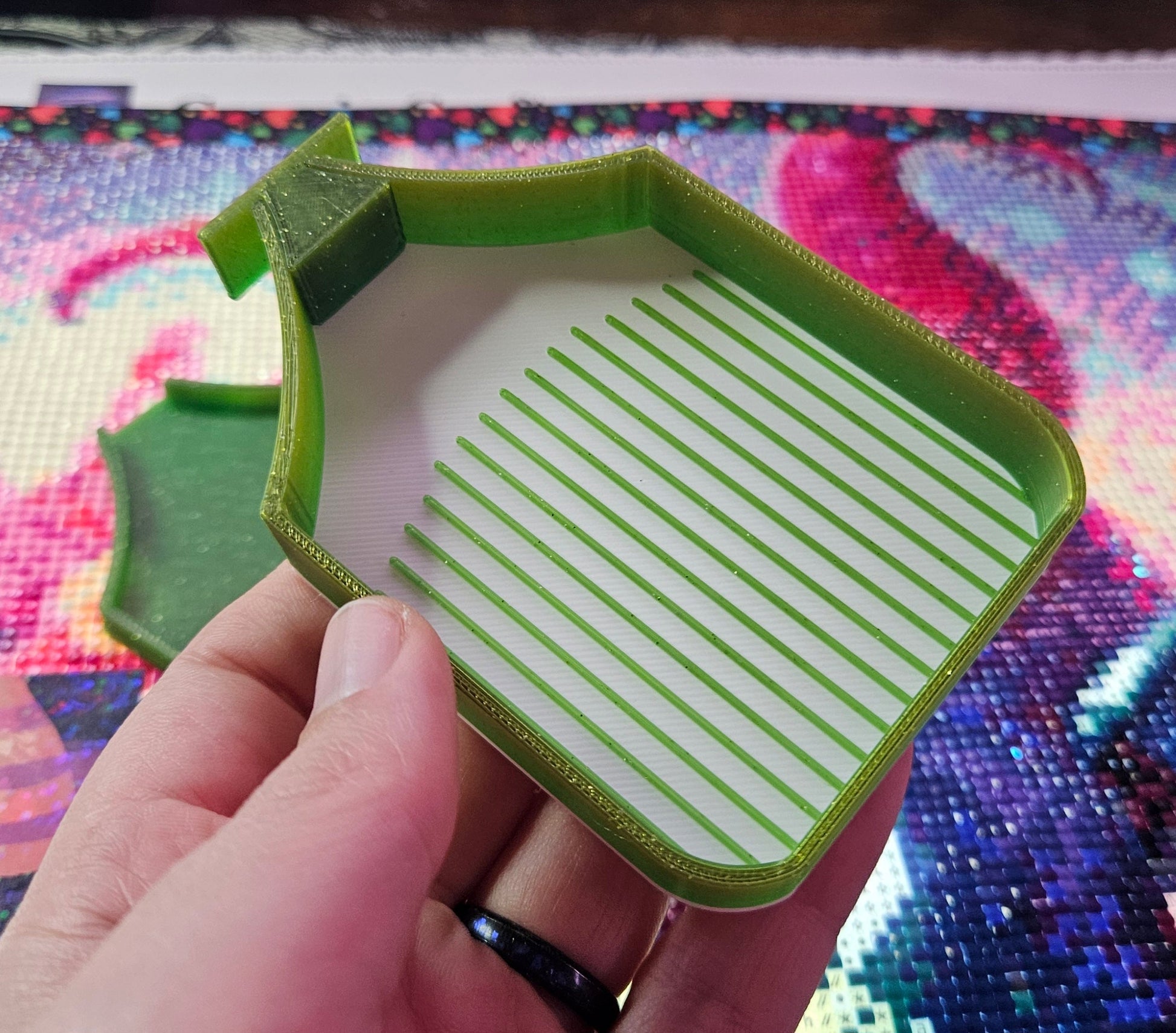 Multi-Color Stardust SNAP, Small Diamond Painting Tray with Snap-on Lid, Holographic Diamond Art Accessory Cosmic Crafts