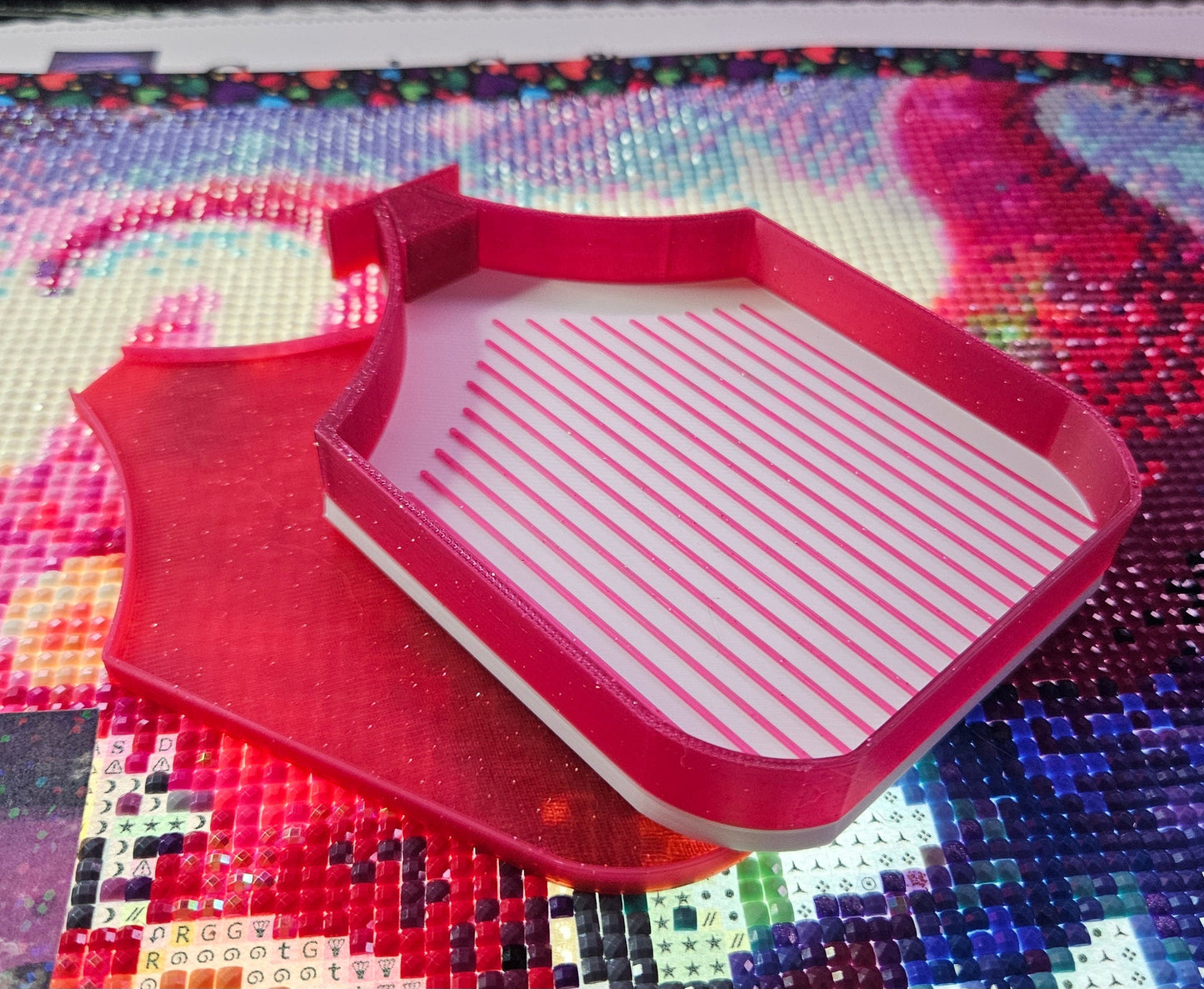 Multi-Color Asteroid SNAP, Medium Diamond Painting Tray with Snap-On Lid, Holographic Rhinestone Art Tool Cosmic Crafts