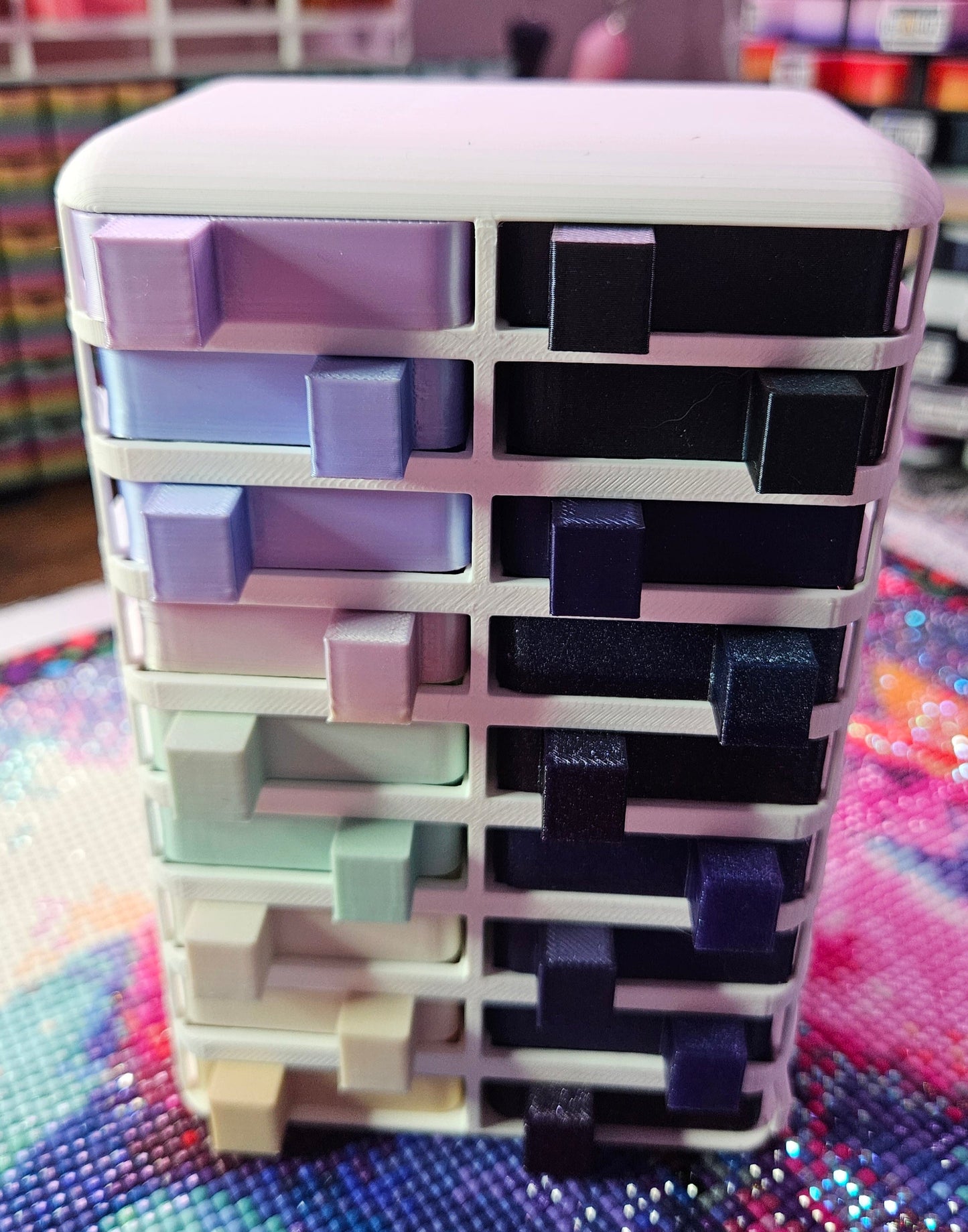 Small Cosmic Confetti Tower, Diamond Painting Tray Organizer, Holds 18 Mini Diamond Art Trays Cosmic Crafts
