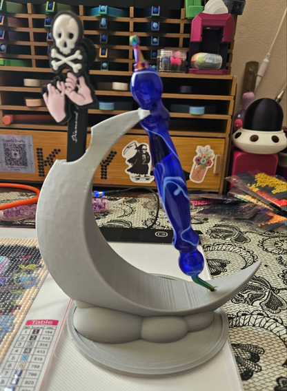 Moon Diamond Art Pen Holder, 3D Printed Diamond Painting Tool Stand, Moon On Cloud Diamond Dot Tool Storage, Cute Craft Tool Holder