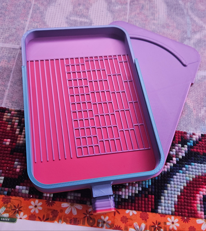 Multi-Placer Grid Diamond Art Tray with Lid and Stopper, 3D Printed Diamond Painting Accessory, Diamond Dot Tool, Square and Round Drills Cosmic Crafts