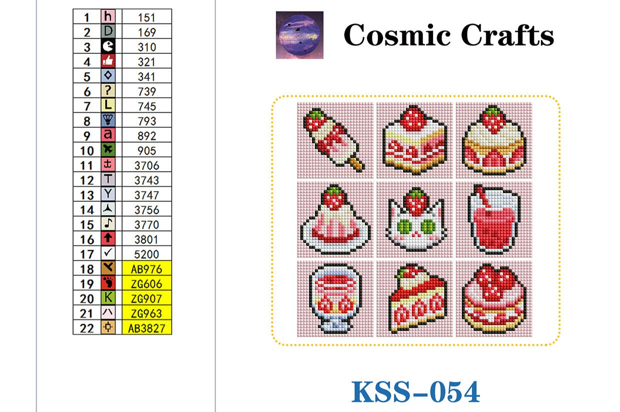 Mini Strawberry Cream Treats Diamond Art Kit (9-Pack) Cosmic Crafts