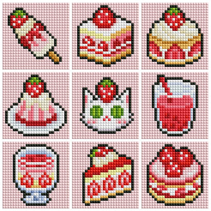 Mini Strawberry Cream Treats Diamond Art Kit (9-Pack) Cosmic Crafts