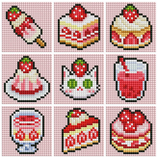 Mini Strawberry Cream Treats Diamond Art Kit (9-Pack) Cosmic Crafts