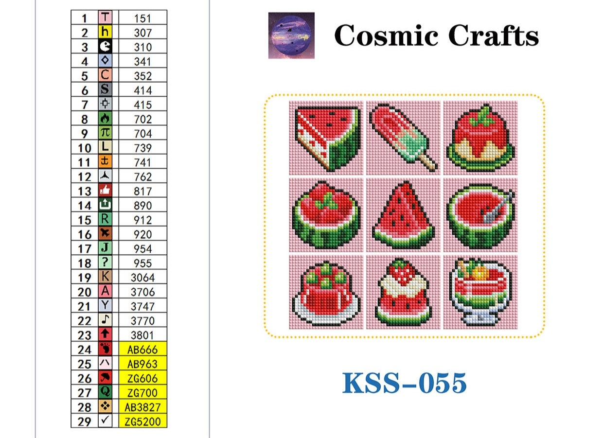 Mini Watermelon Treats Diamond Art Kit (9-Pack) Cosmic Crafts