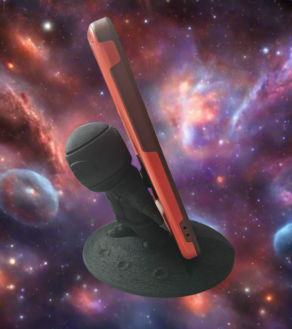Astronaut Phone Stand, Cute Holder for Phones and Tablets, Cosmic Desk Organization, 3D Printed Desk Accessory, Space Organizer Tool