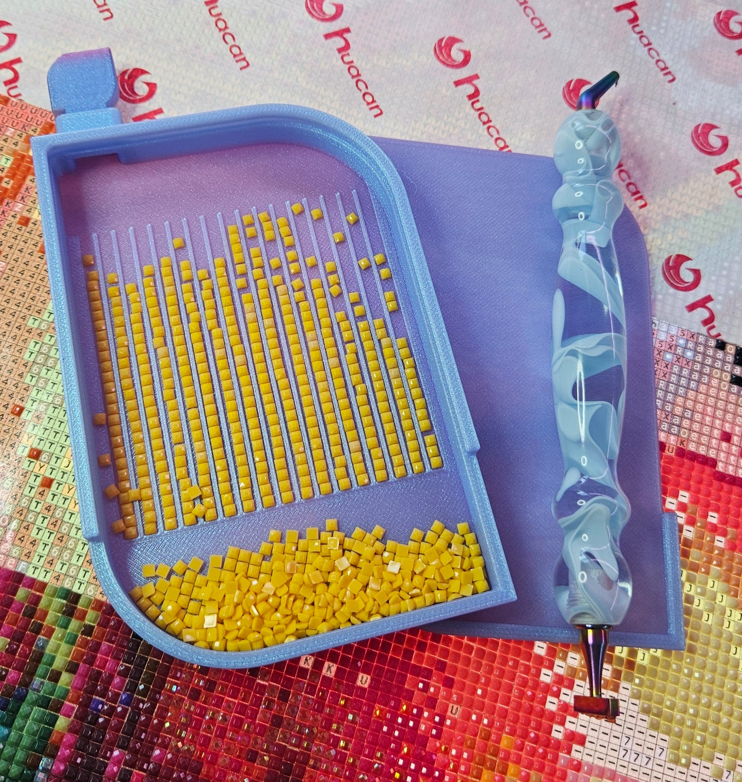 Leaf Washi Diamond Art Tray with Washi Shelf, Sliding Lid & Stopper, 3D Printed Drill Organizer, Unique Diamond Painting Tool