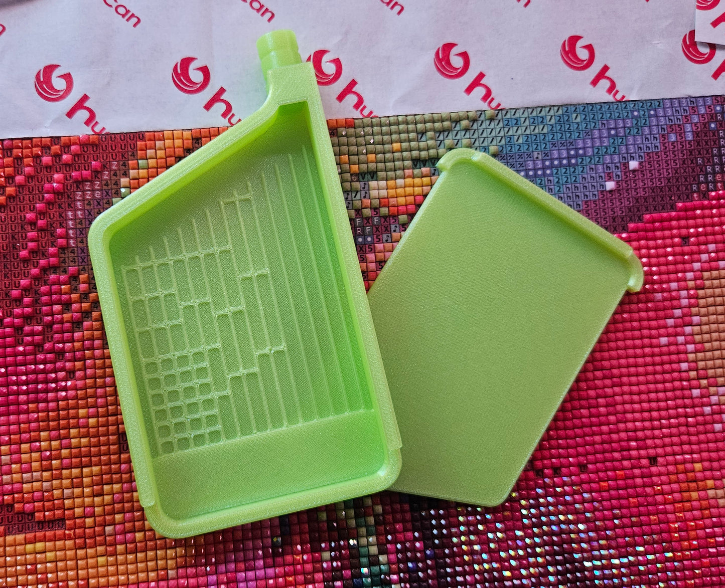 Stylish Multiplacer Diamond Art Tray with Washi Shelf, Numbered Sections + Normal Lines, 3D Printed 110x60mm Drill Organizer