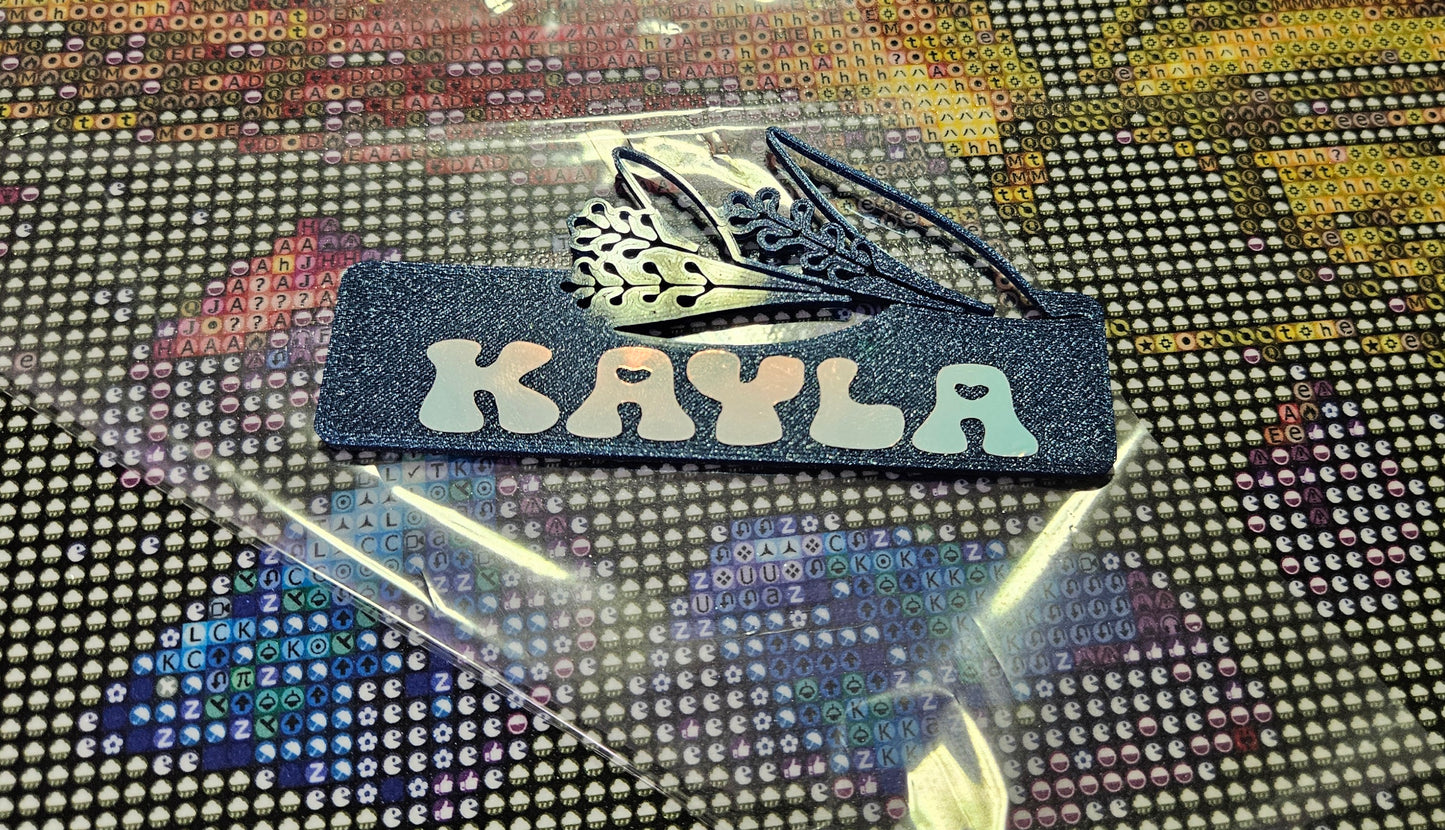 Personalized Floral Coverminder, Large Diamond Art Cover Minder, Custom Name Magnet, 3D Printed Floral Design