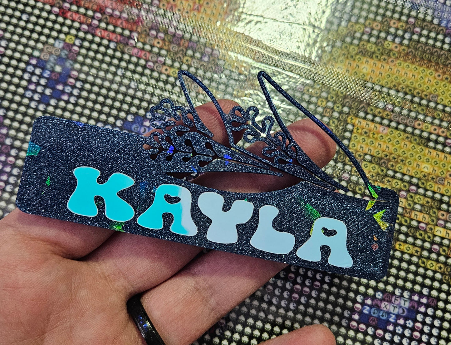 Personalized Floral Coverminder, Large Diamond Art Cover Minder, Custom Name Magnet, 3D Printed Floral Design