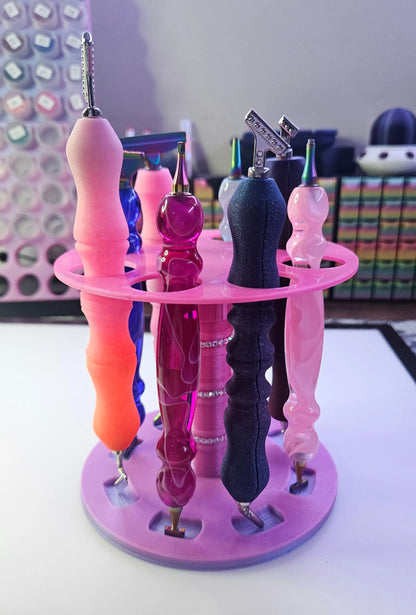 Spinning Carousel Diamond Painting Pen Holder with Sparkling Rhinestones, Holds 8 Pens, Diamont Art Tool Holder Cosmic Crafts