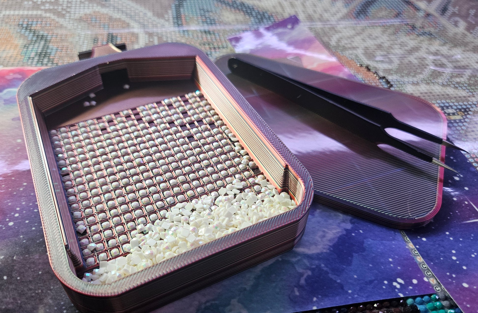 SOL Washi Single Placer Diamond Painting Tray, Large Rhinestone Art Tray with Snap-On Lid Cosmic Crafts